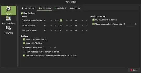 Workrave Rest Break settings