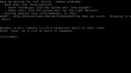 Screenshot of the error