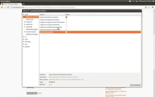 View of the dconf editor
