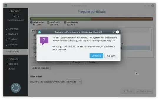 The message when I try it without an EFI partition