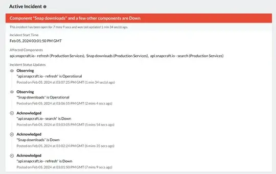 Screenshot of snapcraft status page