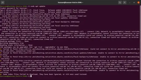 Screen shot from terminal
