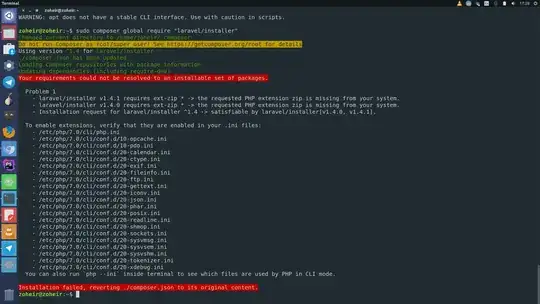 screenshot of the error shown in a terminal window with color highlighting