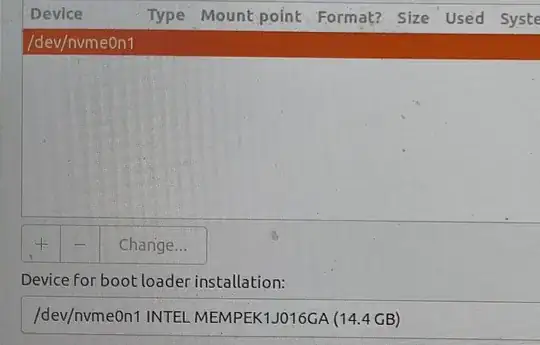 So in this image while installation of ubuntu its not showing me /dev/sda option which is my actual hardisak and where i have unallocated memory for ubuntu