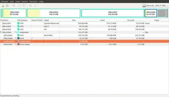 Screenshot from GParted