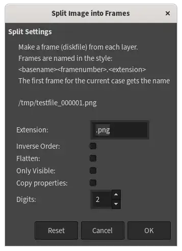 Split Image into Frames dialog window