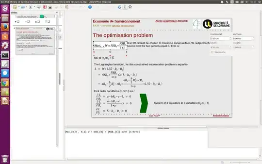 Screenshot of editing formula