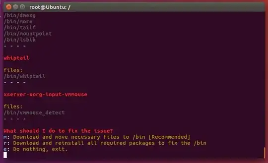 Screenshot of options given by my script