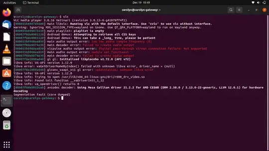 Screenshot of terminal displaying error message
