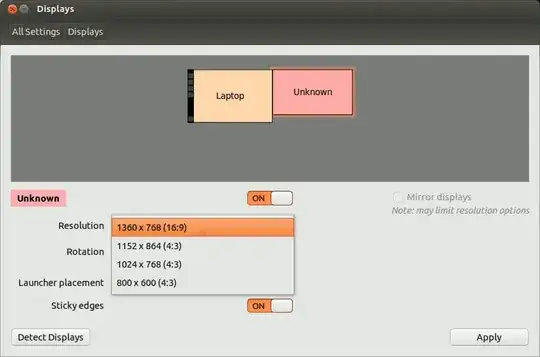 Displays setting window