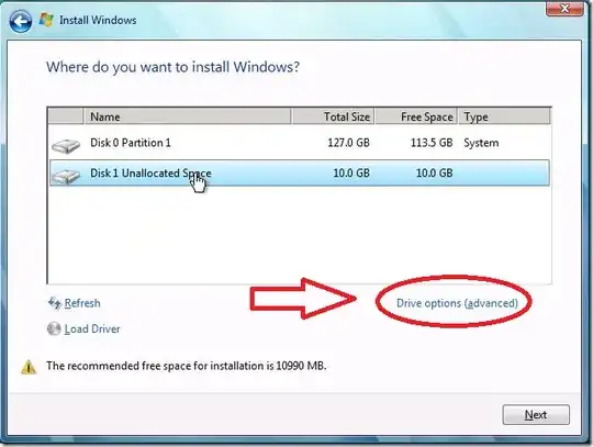 Click on Advanced Drive settings