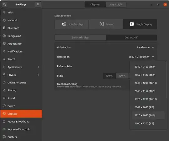 Settings → Displays