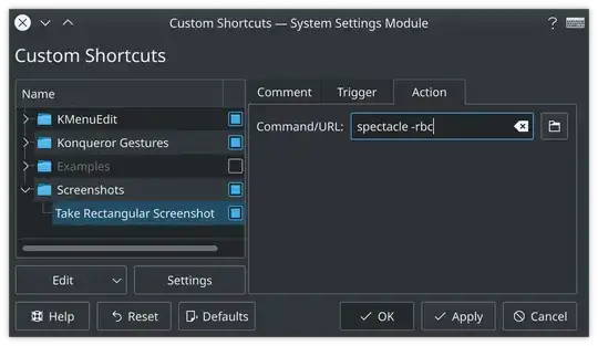 Custom Shortcuts setting shortcut action to command