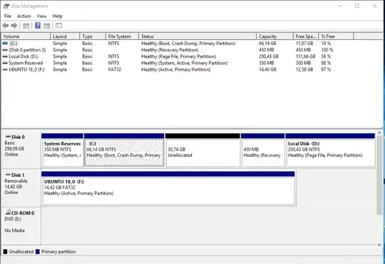 Windows Disk Management screenshot