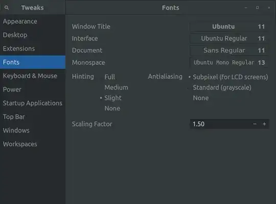 Gnome Tweaks font settings