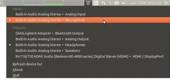 screenshot showing menu dropdown from indicator icon with audio options