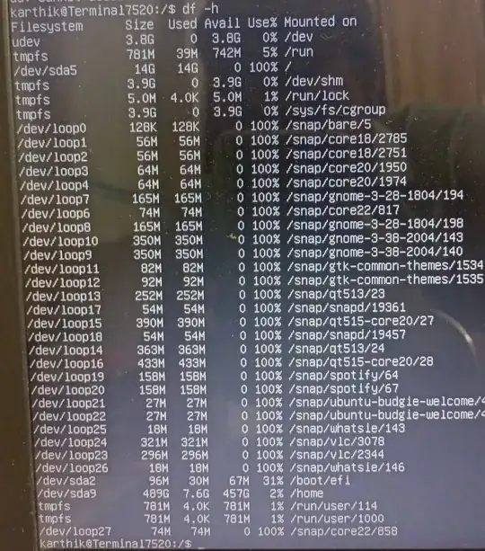 output of df -h attached