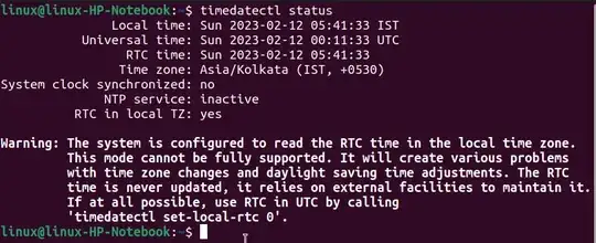 Attached is the timedatectl status command's output