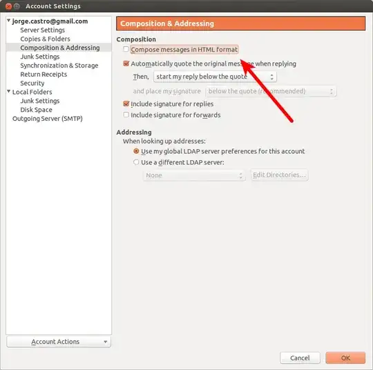 Thunderbird Tools -> Account Settings screenshot