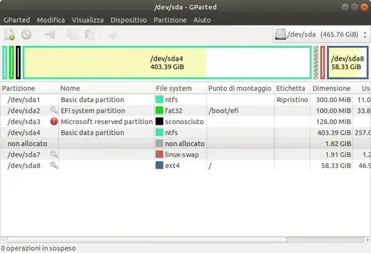 Screenshot of gparted