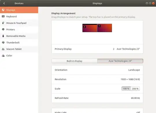 display arrangement settings shows orientation