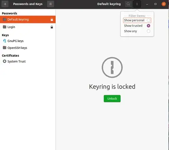 Default keyring settings