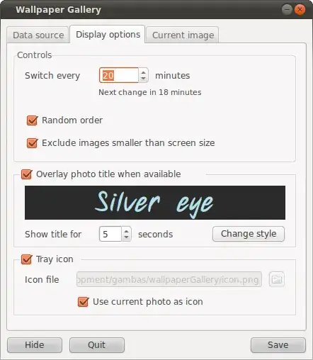 Wallpaper Gallery display options