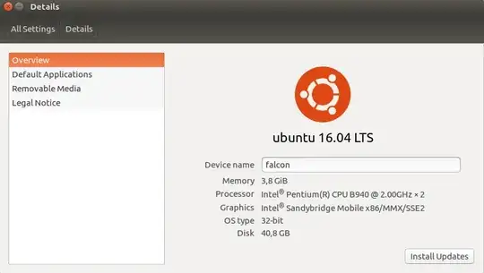 Screenshot of my machine with Ubuntu 32 Bit