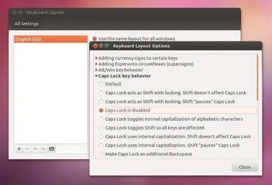 Screenshot of available options