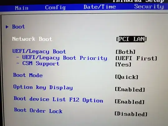 Screenshot: UEFI boot settings