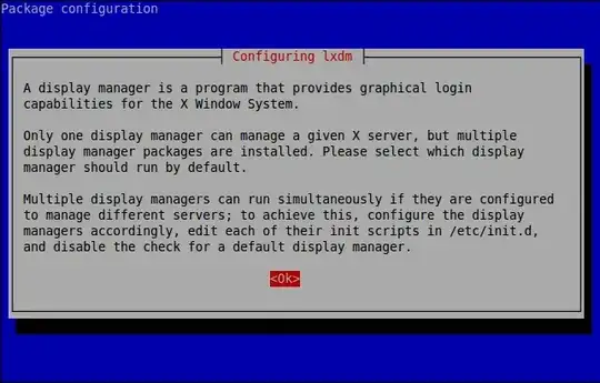 First screen produced by running sudo dpkg-reconfigure lxdm