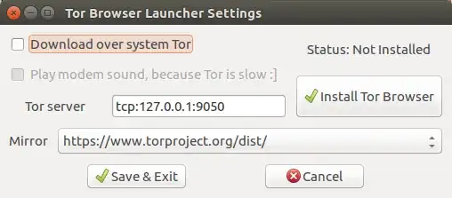 Tor Browser Launcher settings