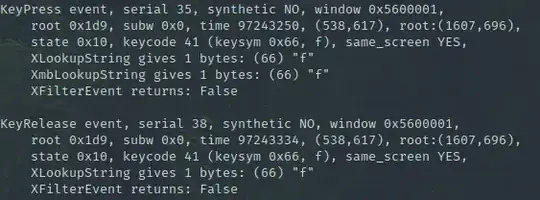 Example of xev output