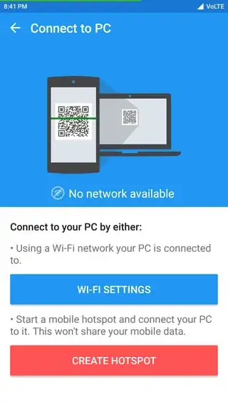 go to setting > connect to pc