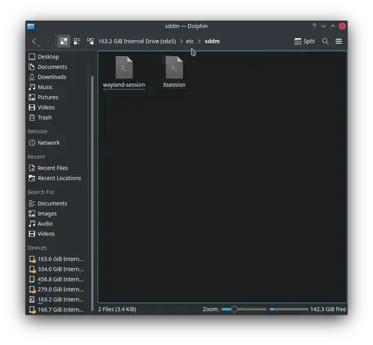 Preview of the contents in /etc/sddm/ directory