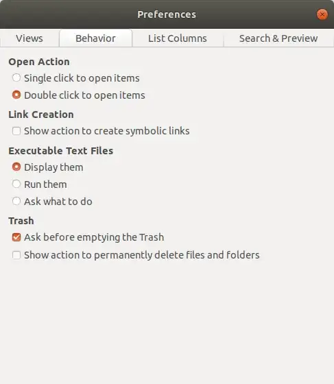 File manager preferences