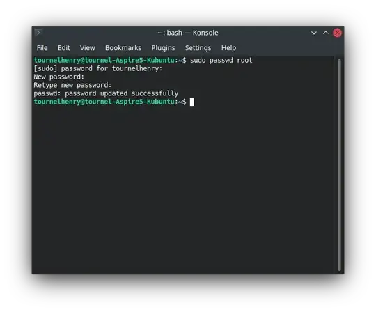 preview of me setting a root user password