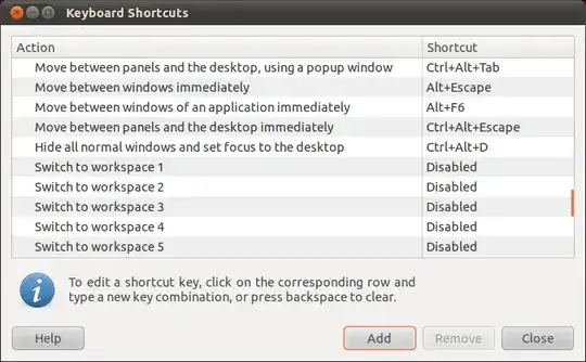 Keyboard Shortcuts window