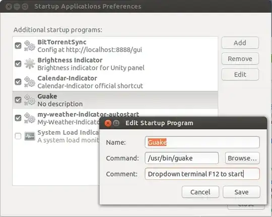 Dialog showing example of adding an entry to startup applications