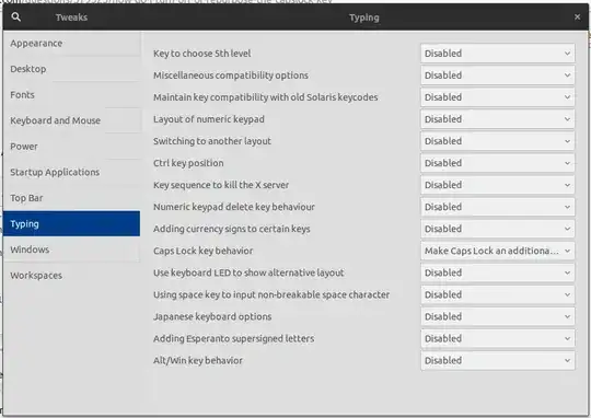 The Gnome Tweak Tool on the 'Typing' Tab.