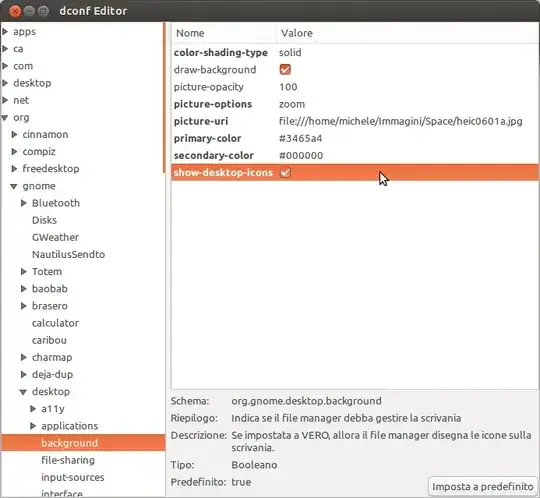 dconf editor window with show desktop icons option