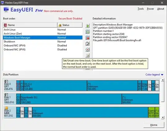 Image showing one-time boot option