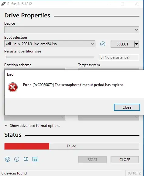 the semaphore timeout period has expired