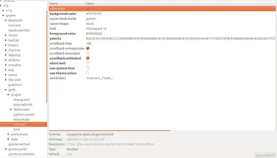 dconf configuration of embeded terminal