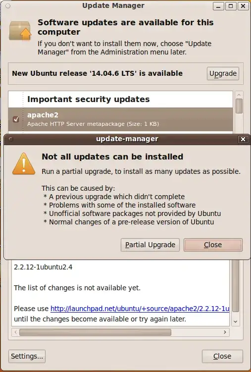 could not download the upgrades
