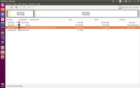 Screenshot of GParted