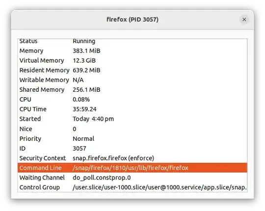 firefox process properties