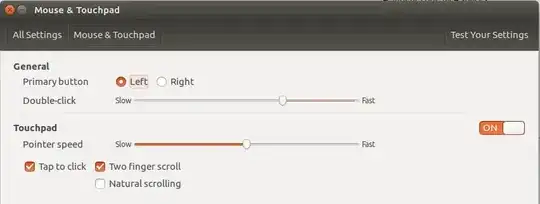 Touchpad settings screen