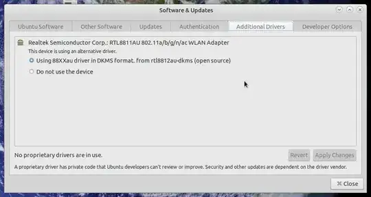 Software and Updates Additional Drivers tab open...