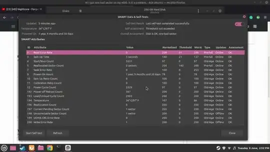 SMART data for HDD screenshot